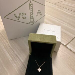 Van Cleef & Arpels White and Gold Clover Necklace